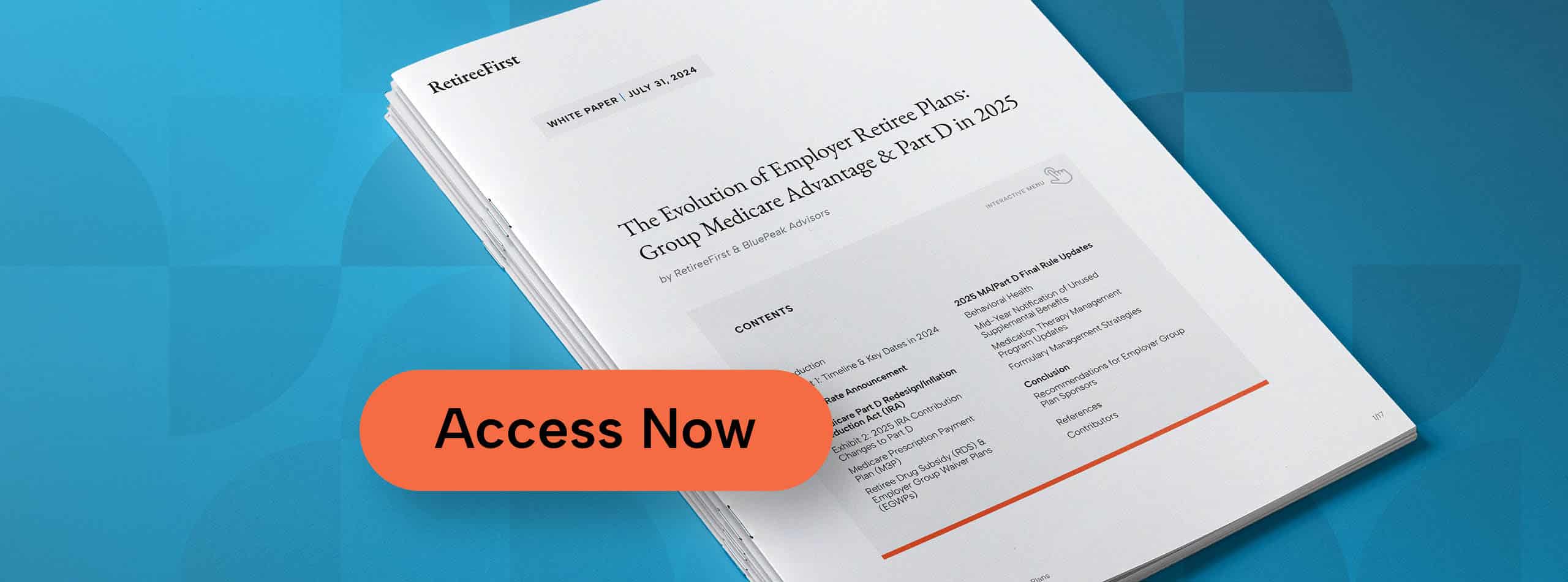 White paper front cover with access now button