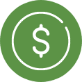 Dollar sign icon on green circle