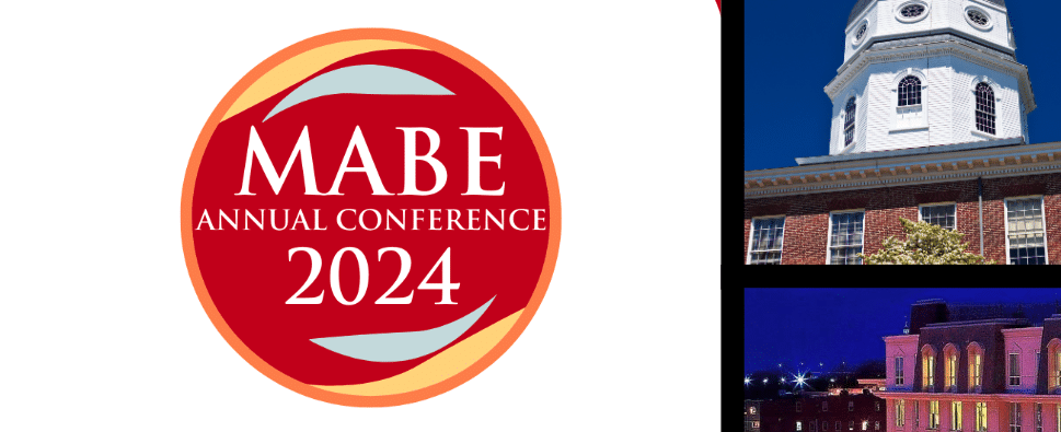 Mabe Annual Conference 2024 logo next to photos of buildings